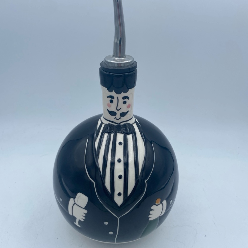 VTG Boston Warehouse Tuxedo Clad Butler Vinegar Or Oil Dispenser Bottle ceramic